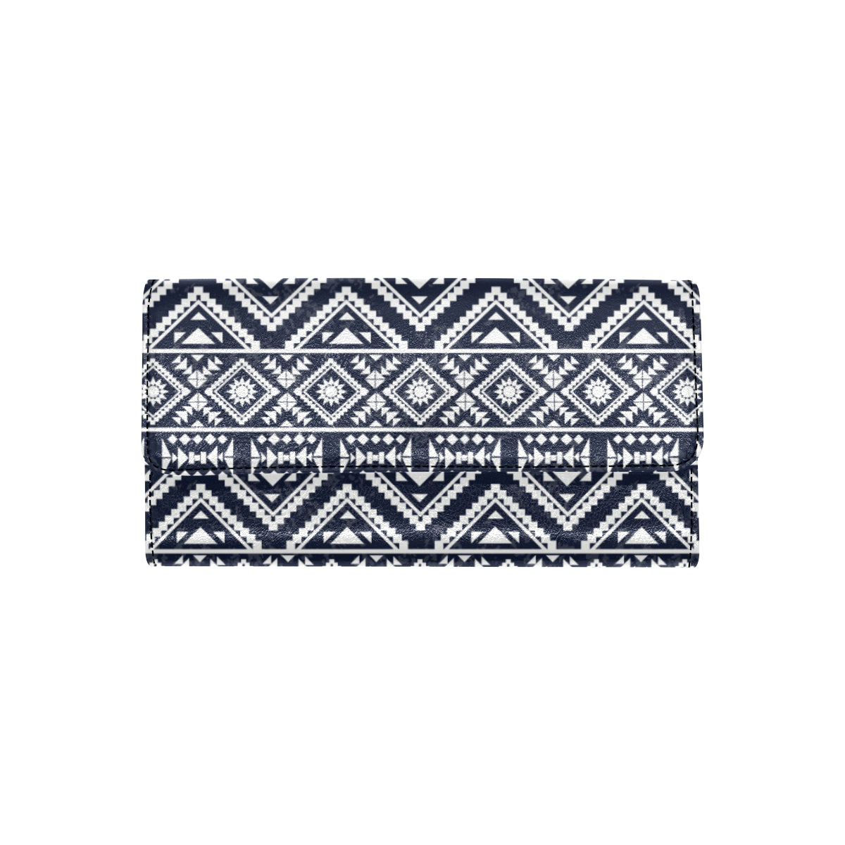 Blue White Tribal Aztec Women's Trifold Wallet