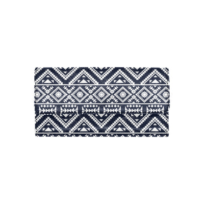 Blue White Tribal Aztec Women's Trifold Wallet