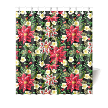Poinsettia Pattern Print Design POT05 Shower Curtain