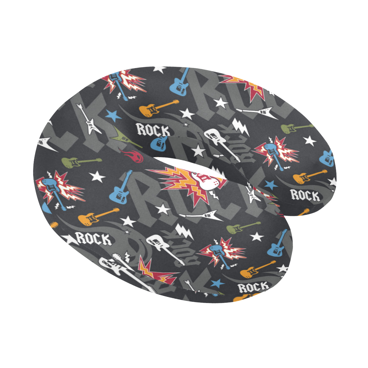 Rock and Roll Pattern Print Design A01 U-Shaped Travel Neck Pillow