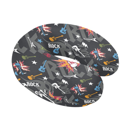 Rock and Roll Pattern Print Design A01 U-Shaped Travel Neck Pillow