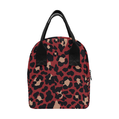 Cheetah Red Print Pattern Insulated Lunch Bag