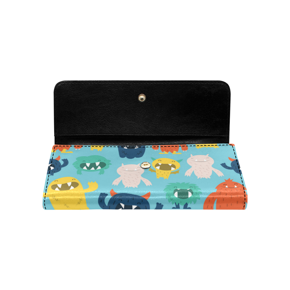 Monster Cartoon Pattern Print Design 03 Women's Trifold Wallet