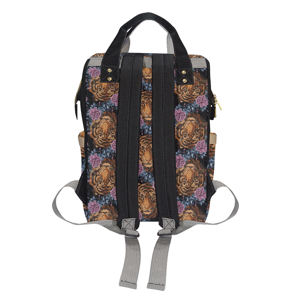 Tiger Head Floral Diaper Bag Backpack