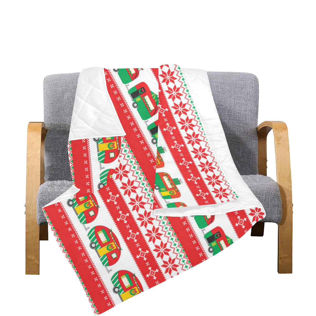 Camper Camping Ugly Christmas Design Print Premium Quilt