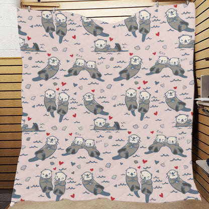 Sea Otter Pattern Print Design 02 Premium Quilt