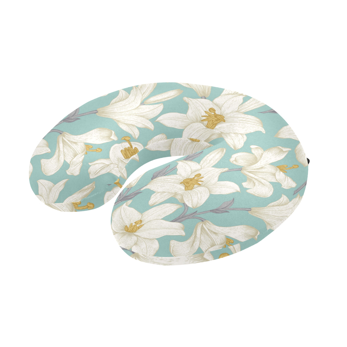 Lily Pattern Print Design 02 U-Shaped Travel Neck Pillow