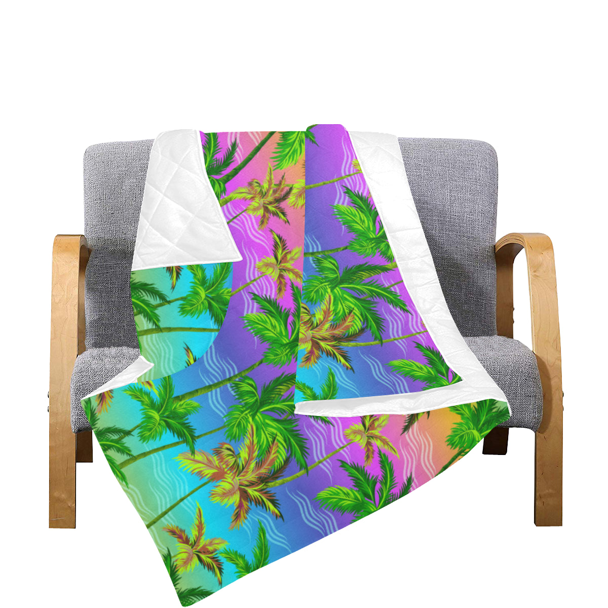 Palm Tree Rainbow Pattern Premium Quilt