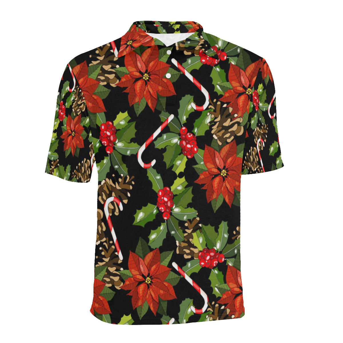 Poinsettia Pattern Print Design POT01 Men Polo Shirt