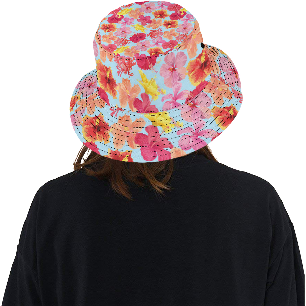 Hibiscus Pattern Print Design HB020 Unisex Bucket Hat
