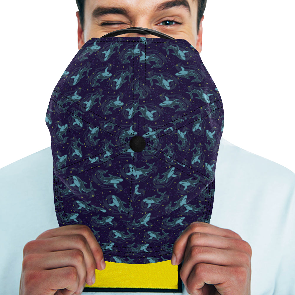 Shark Themed Print Snapback Cap