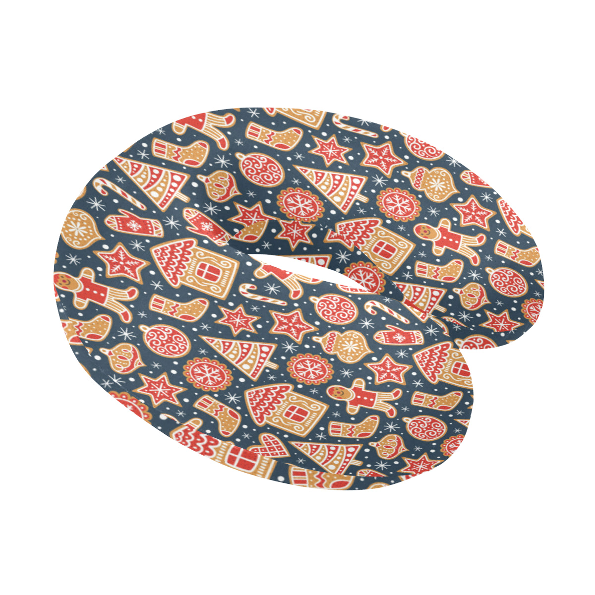 Gingerbread Pattern Print Design 03 U-Shaped Travel Neck Pillow