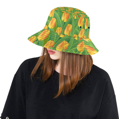 Tulip Orange Pattern Print Design TP07 Unisex Bucket Hat