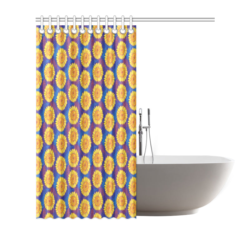 Sunflower Hand Drawn Style Print Shower Curtain