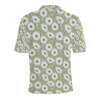 Daisy Yellow Print Pattern Men Polo Shirt