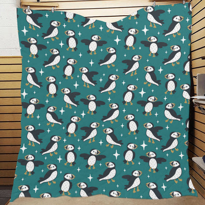 Puffin Pattern Print Design A05 Premium Quilt