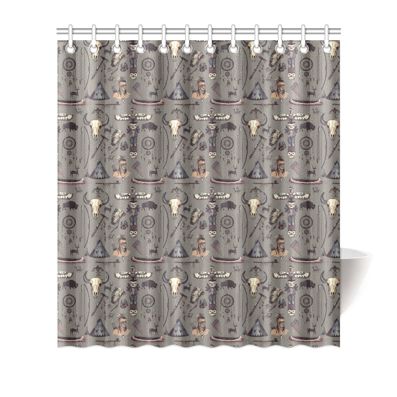 Native Indian life Design Print Shower Curtain