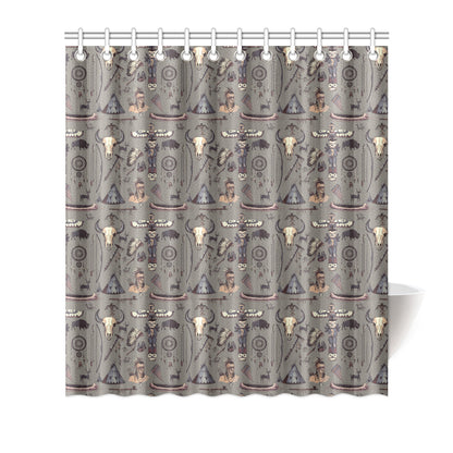 Native Indian life Design Print Shower Curtain