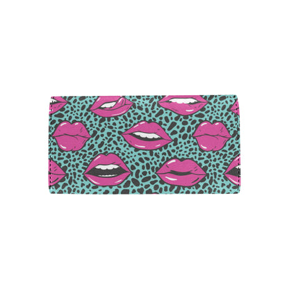 Lip Pattern Print Design 04 Women's Trifold Wallet