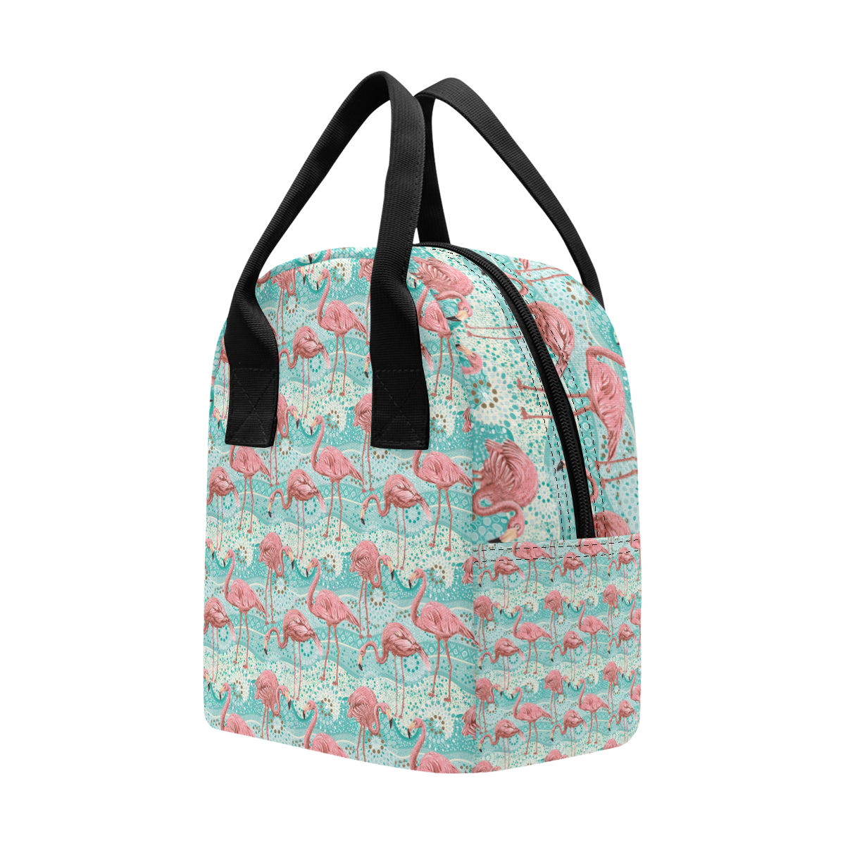 Flamingo Background Themed Print Insulated Lunch Bag