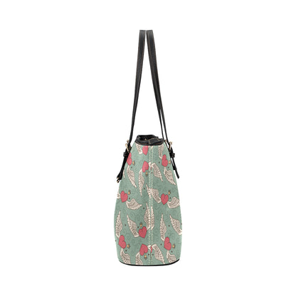 Angel Wings Heart Design Themed Print Leather Tote Bag