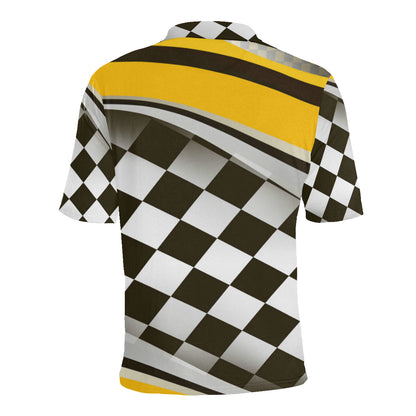Checkered Flag Racing Style Men Polo Shirt