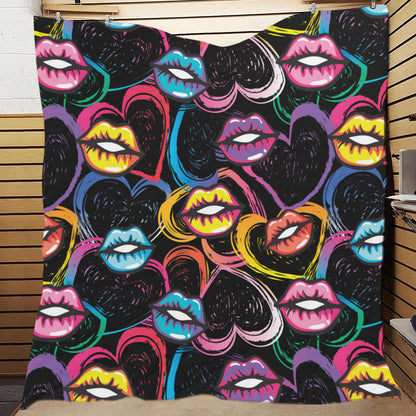 Pop Art Lip Pattern Print Design A03 Premium Quilt