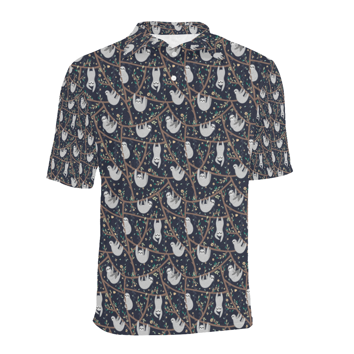Sloth Happy Design Themed Print Men Polo Shirt