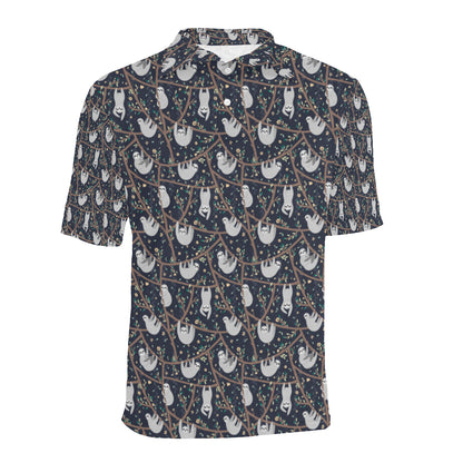 Sloth Happy Design Themed Print Men Polo Shirt