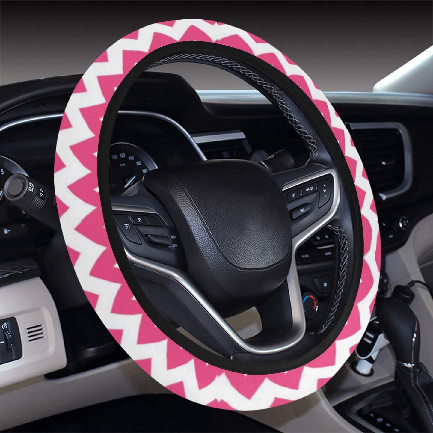 Chevron Print Design LKS402 Steering Wheel Cover with Elastic Edge