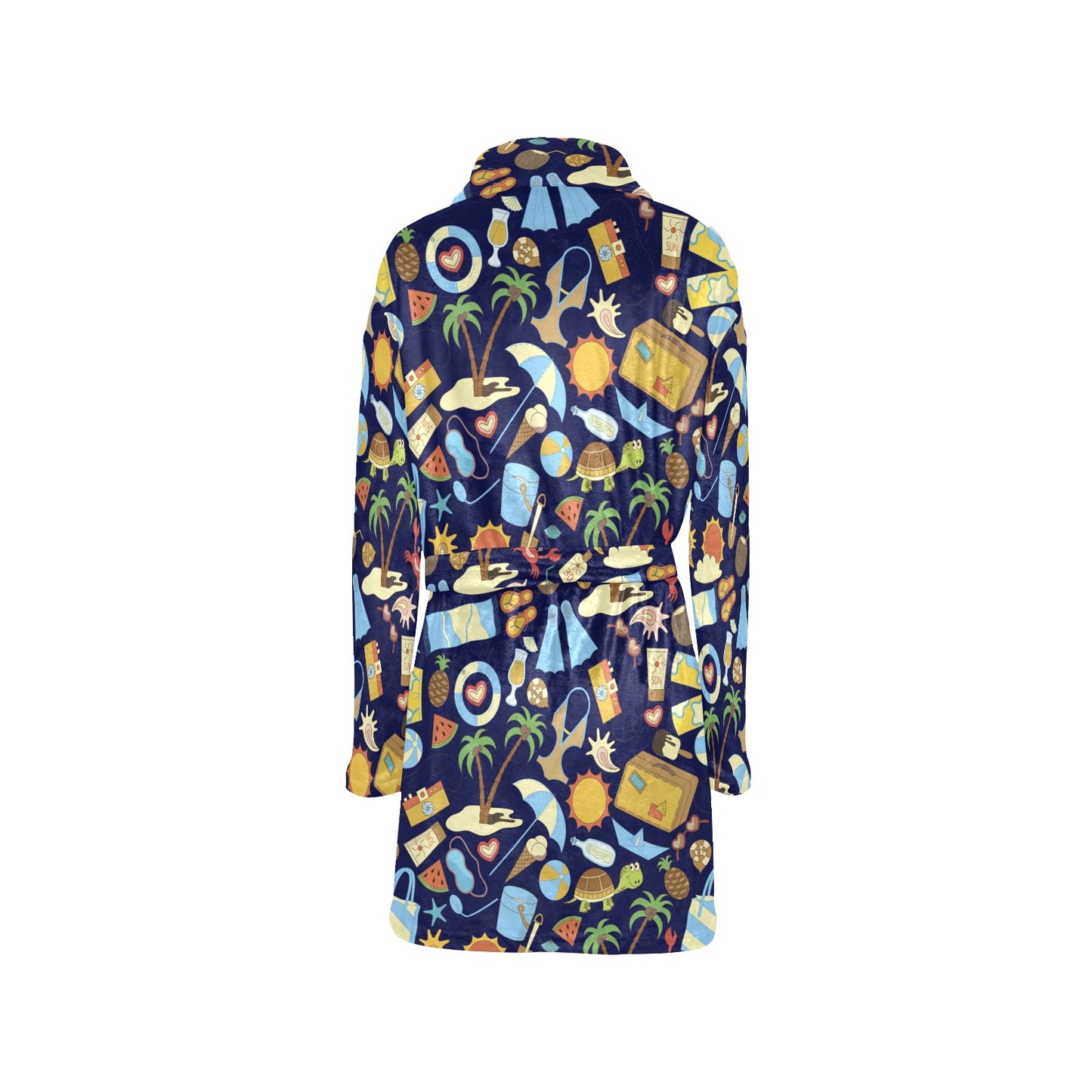 Beach Themed Pattern Print Design 04 Women's Fleece Robe