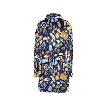 Beach Themed Pattern Print Design 04 Women's Fleece Robe