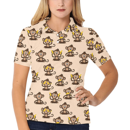 Monkey Pattern Print Design 03 Women's Polo Shirt