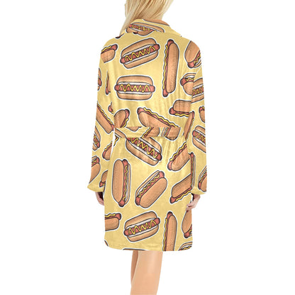 Hot Dog Pattern Print Design 01 Women's Fleece Robe