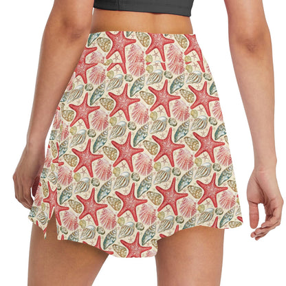 Seashell Print Design LKS301 17" Golf & Pickleball Skort with Pockets