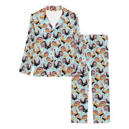 Rooster Themed Design Women's Long Pajama Set