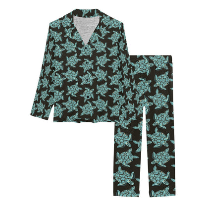 Sea Turtle Print Design LKS302 Women's Long Pajama Set