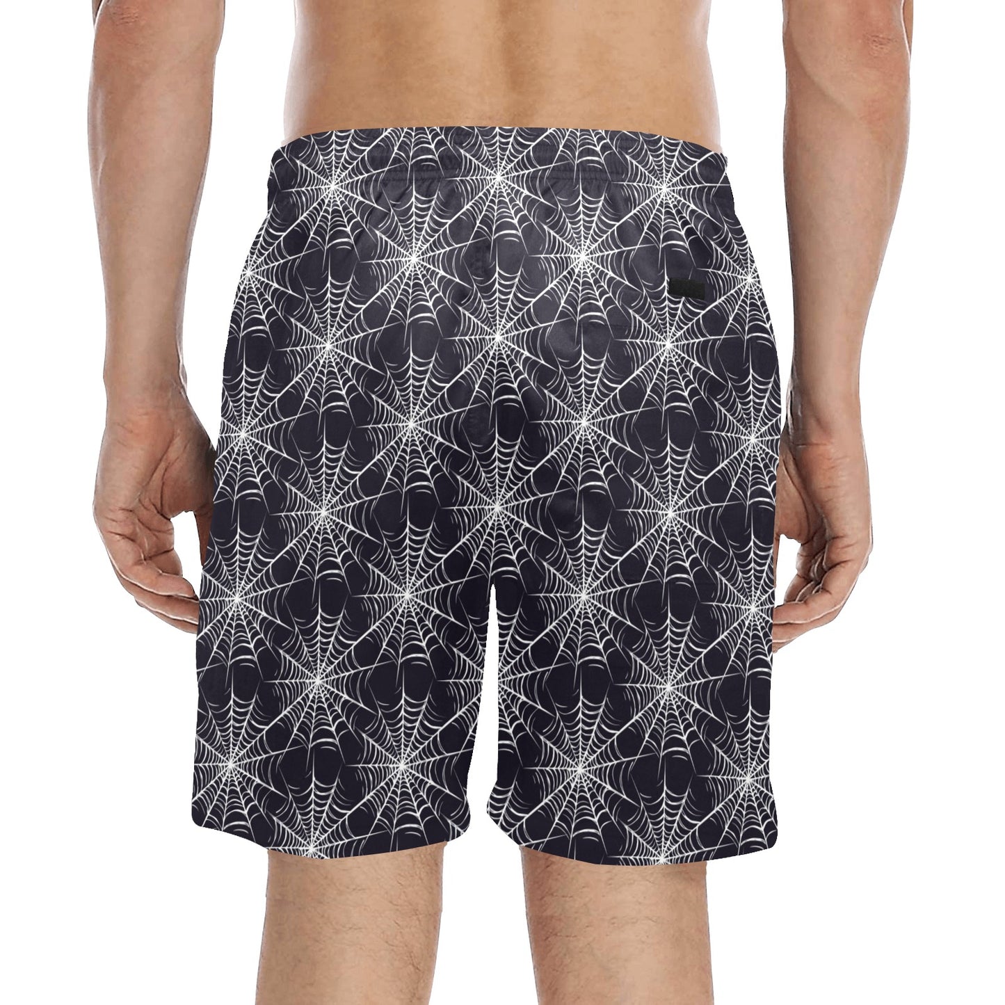 Spider Web Print Design LKS303 Men's Swim Trunks Beach Shorts