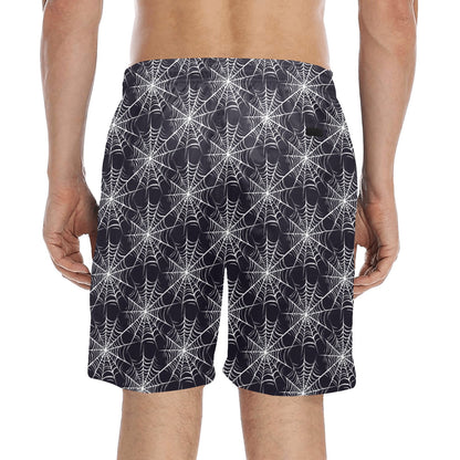 Spider Web Print Design LKS303 Men's Swim Trunks Beach Shorts