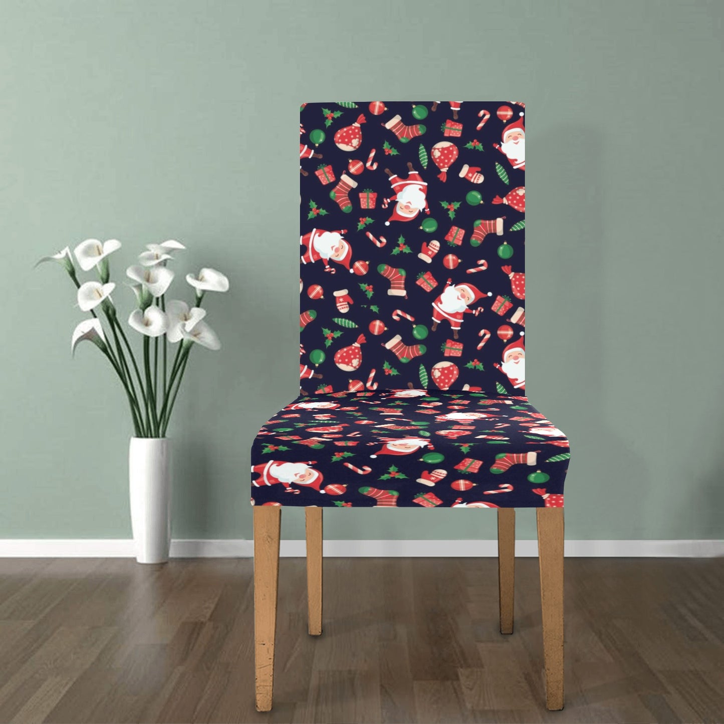 Santa Christmas Themed Print Design LKS304 Dining Chair Slipcover