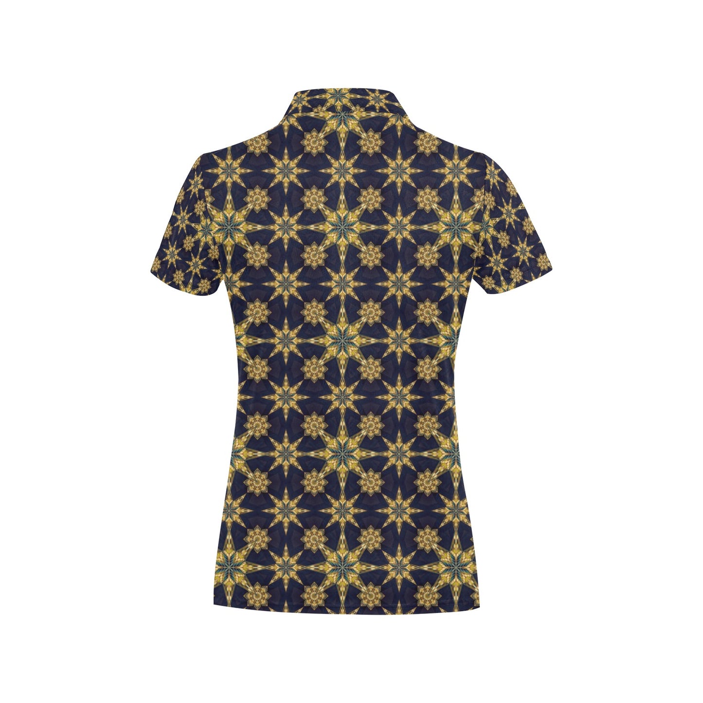 kaleidoscope Gold Print Design Women's Polo Shirt