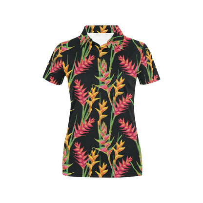 Heliconia Pattern Print Design HL01 Women's Polo Shirt