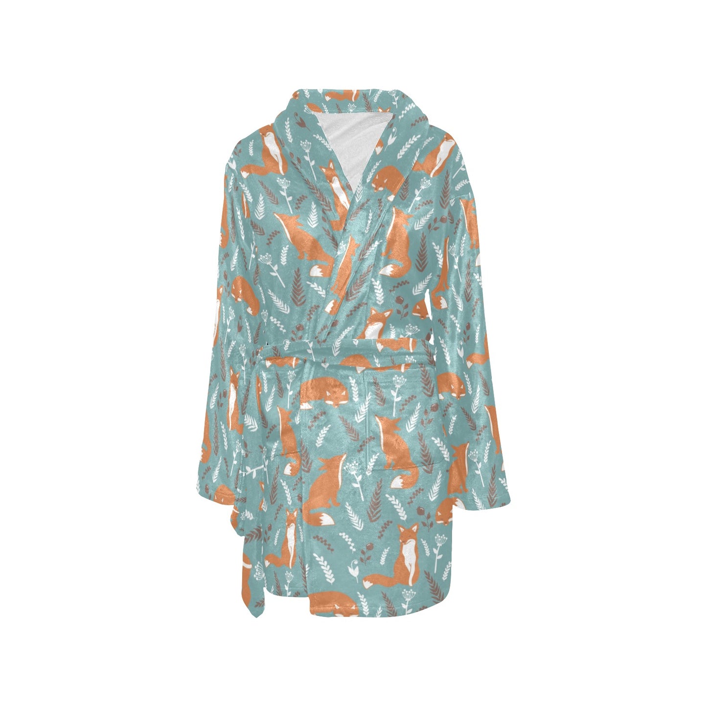 Fox Forest Print Pattern Women's Fleece Robe