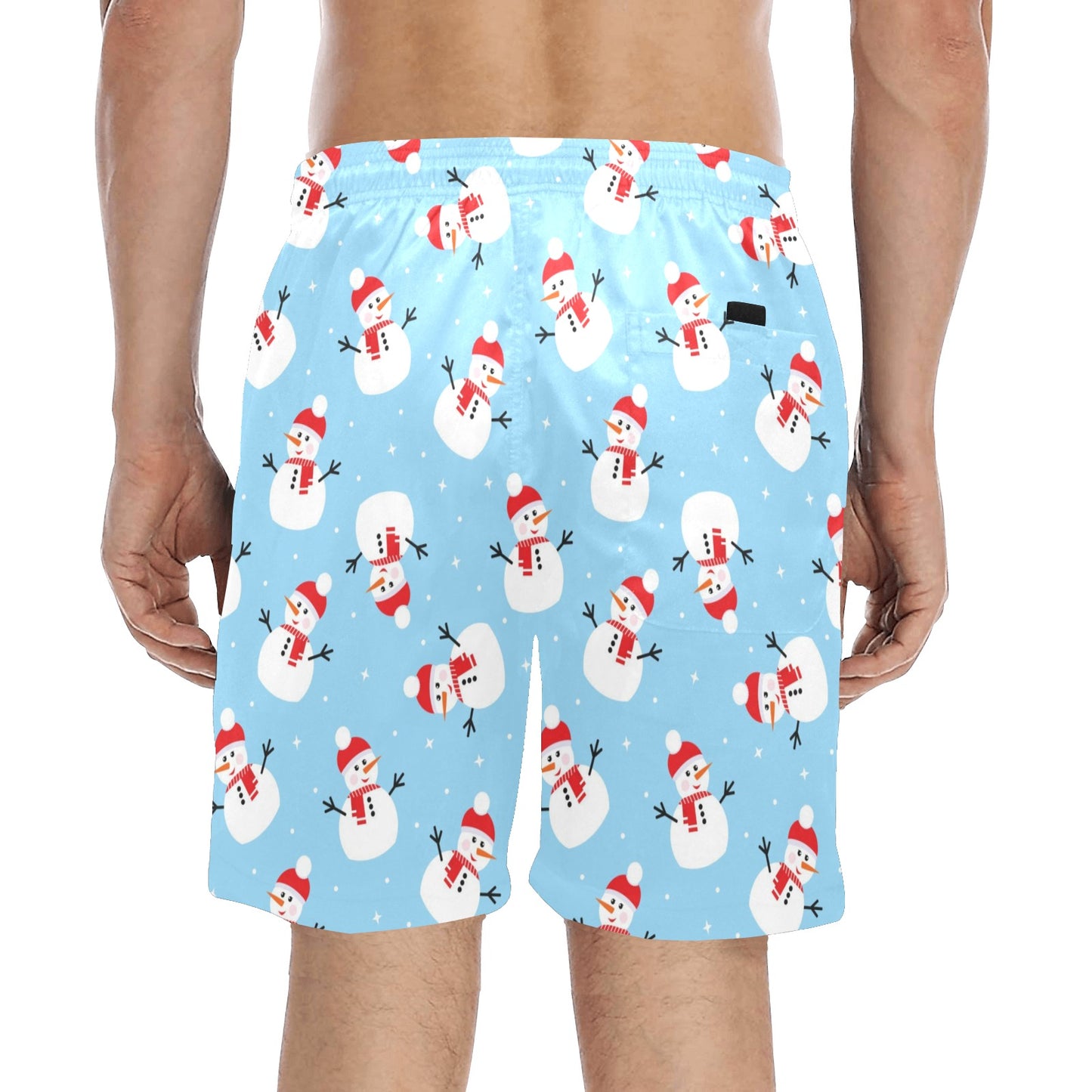 Snowman Print Design LKS305 Men's Swim Trunks Beach Shorts