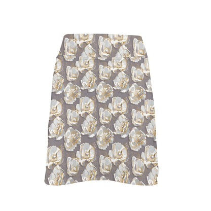 Elegant Grey Flower Print 17" Golf & Pickleball Skort with Pockets