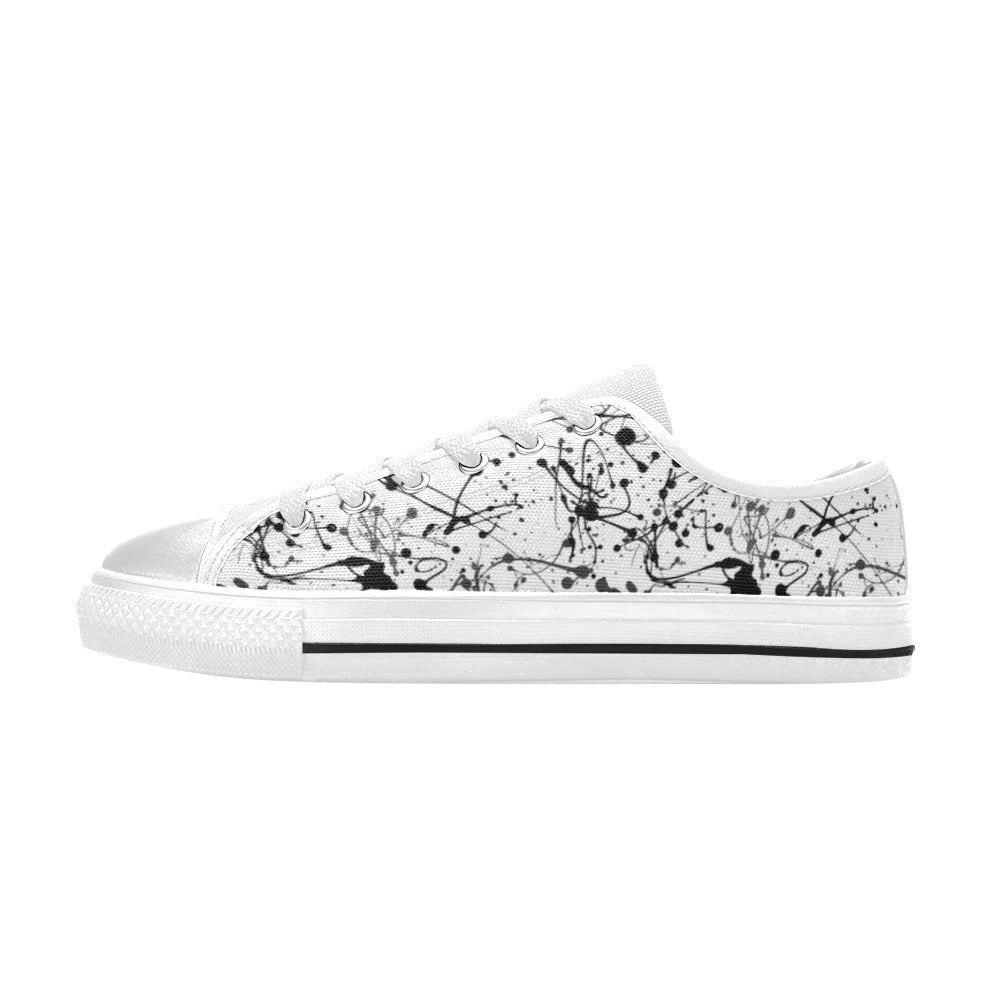 Splatter Print Design LKS305 Women's White Low Top Shoes