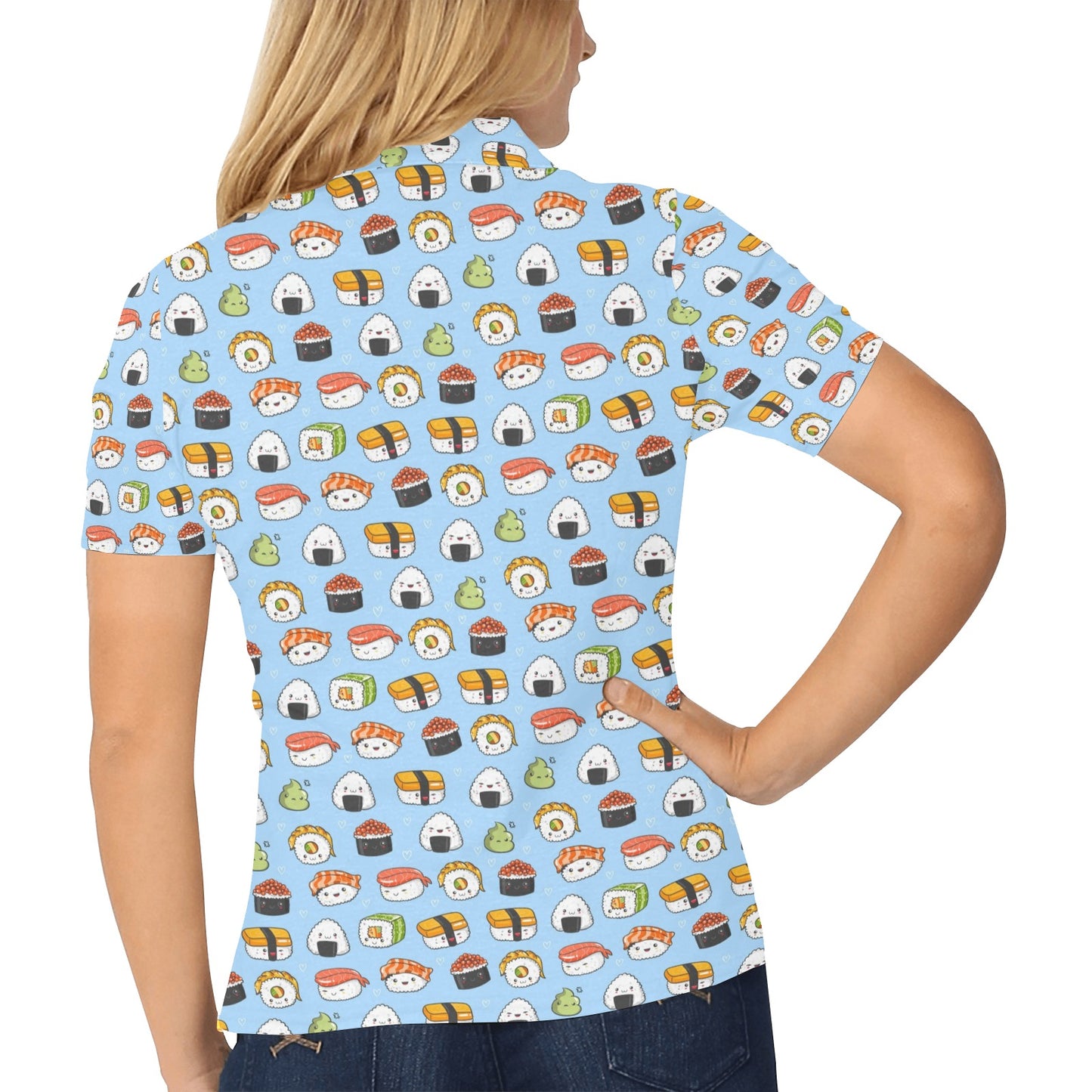 Sushi Cartoon Design Women's Polo Shirt