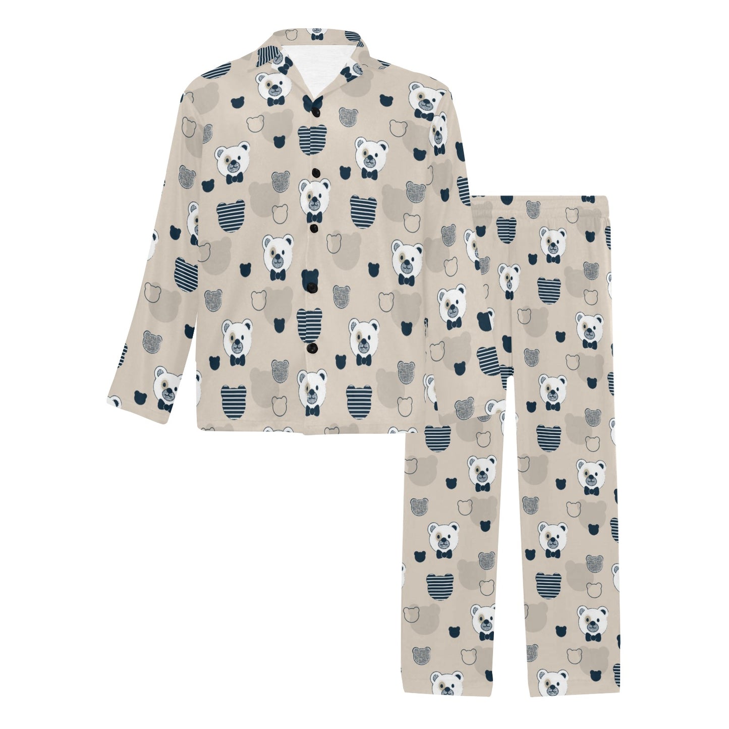 Bear Pattern Print Design 05 Men's Long Pajama Set