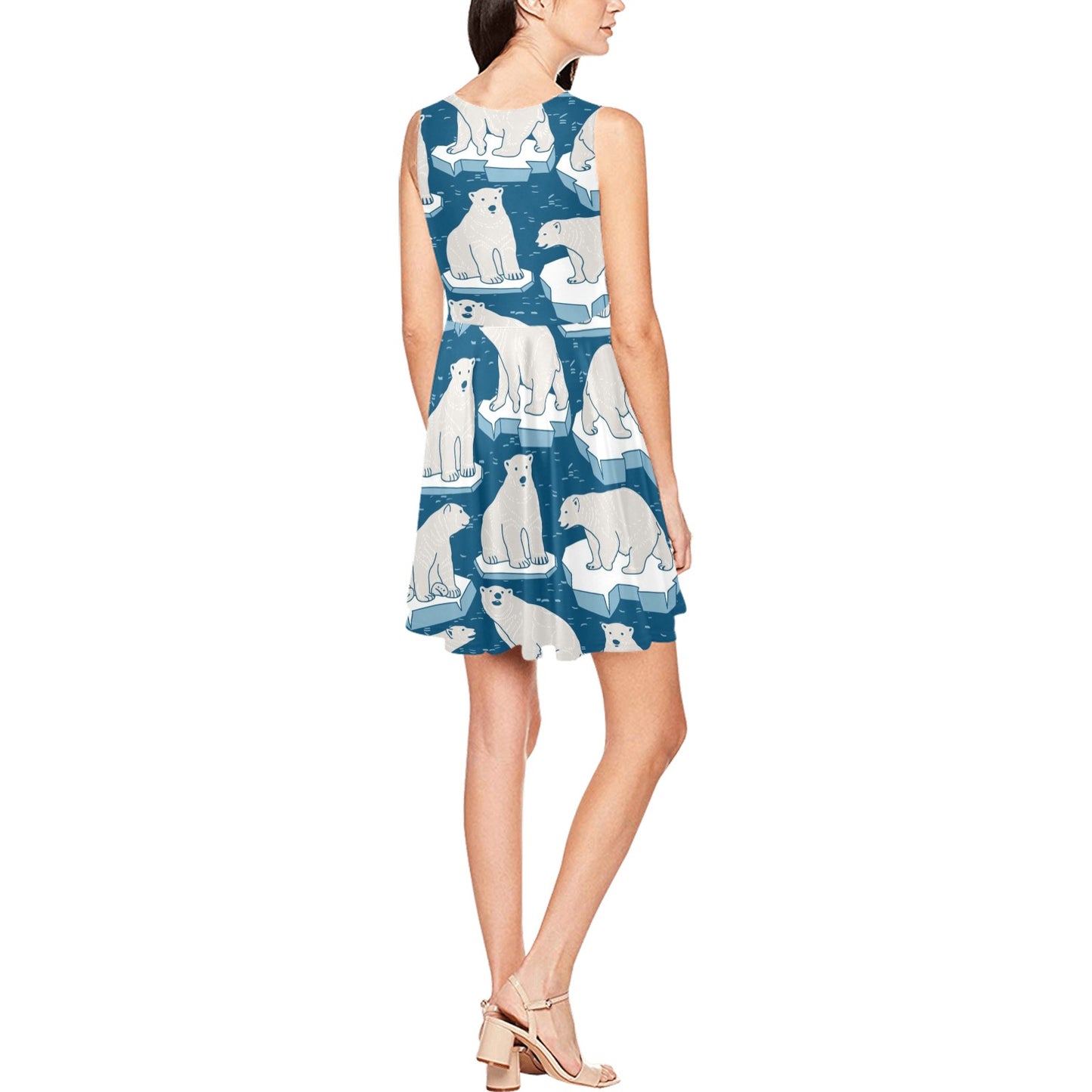 Polar Bear Pattern Print Design PB03 Sleeveless Dress