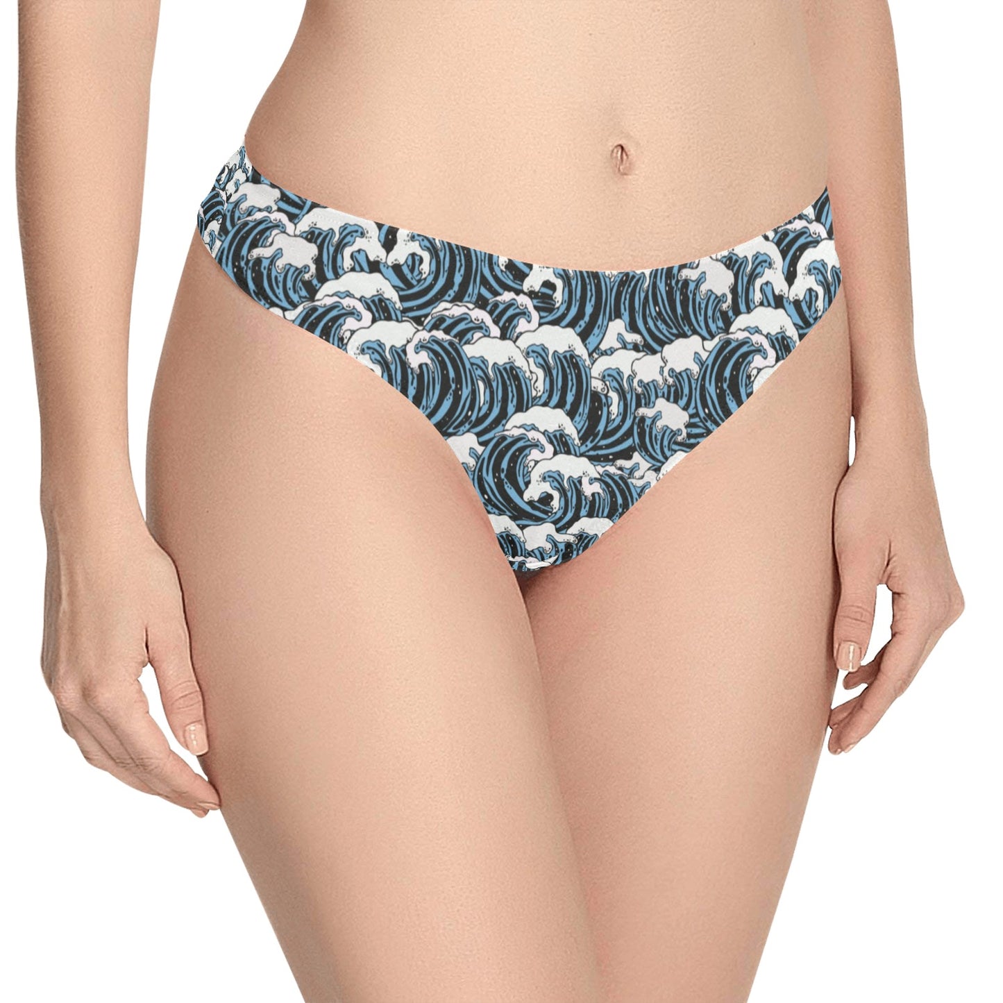 Surf Wave Pattern Print Women's Thongs